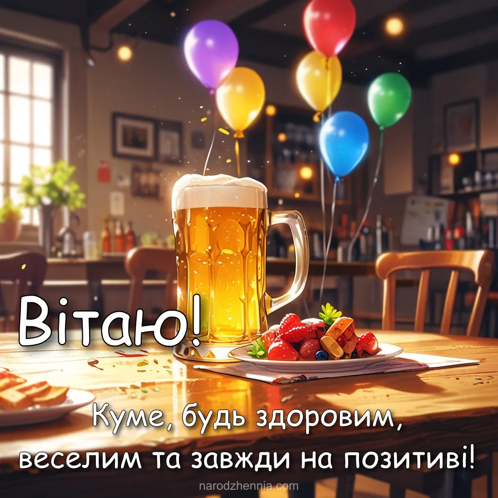 Коротке привітання з Днем народження для кума з побажанням здоров'я та радості