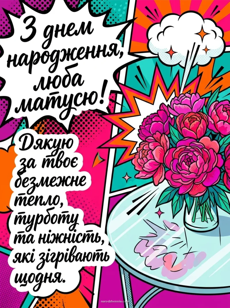 Ніжна листівка з днем народження мамі