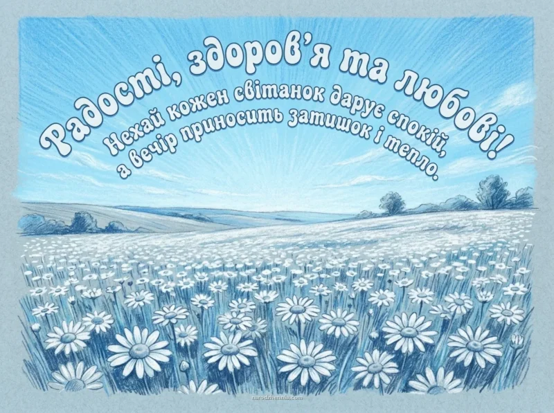 Ромашкове поле під лагідним ранковим небом